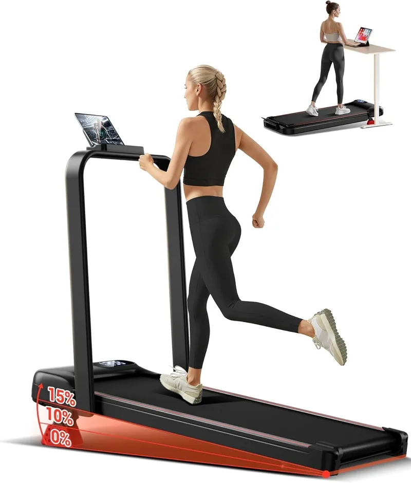 LONTEK 4-in-1 Walking Pad with 15% Incline, Black